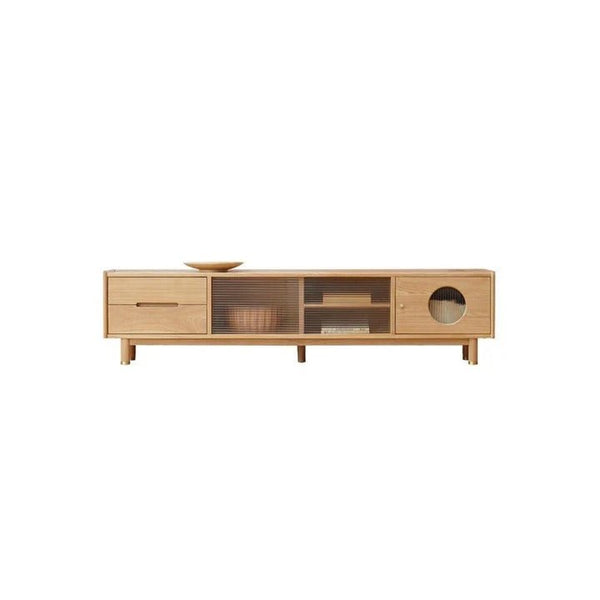 Canaz Extendable TV Stand with Storage – Ash Wood Solid Frame & Glass Finish – Modern Media Unit for Living Room, Coffee Table & Side Cabinet Function - Sleek Furniture