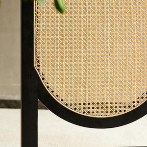Cane Rattan Room Divider Screen – Foldable Oak Finish Privacy Panel for Living Room & Bedroom – Contemporary Wooden Room Separator - Sleek Furniture