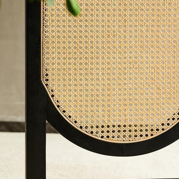 Cane Rattan Room Divider Screen – Foldable Oak Finish Privacy Panel for Living Room & Bedroom – Contemporary Wooden Room Separator - Sleek Furniture