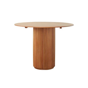 Cane Round Dining Table in Oak Finish – Modern Ash Wood Dining Table for Kitchen, Dining Room & Compact Spaces - Sleek Furniture