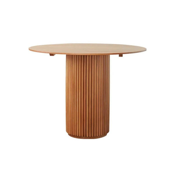 Cane Round Dining Table in Oak Finish – Modern Ash Wood Dining Table for Kitchen, Dining Room & Compact Spaces - Sleek Furniture