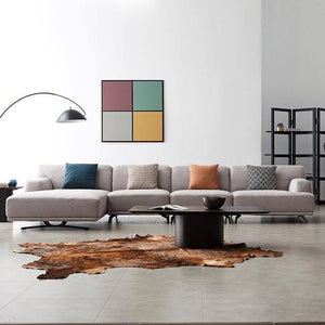 Cannes Four Seater Corner Sofa with Fabric Upholstery & Steel Legs – Modern Light Grey Sectional Sofa for Living Room, Contemporary L-Shape Corner Couch - Sleek Furniture