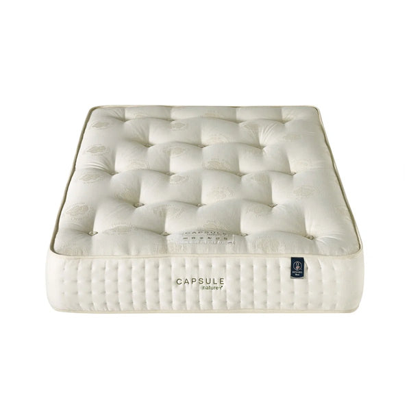 Capsule Nature UK Double Pocket Sprung Mattress with Wool, Cashmere & Silk Fillings – Double-Sided Natural Mattress – 135 x 190cm - Sleek Furniture