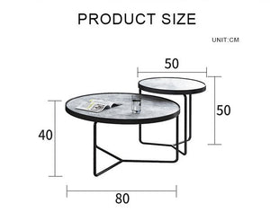 Cara Nesting Coffee Table Set – Modern Sintered Stone Top Coffee Tables with Painted Steel Base, Contemporary Living Room Centre Tables (Grey / Black / White) - Sleek Furniture