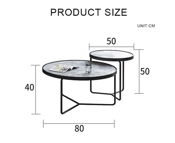 Cara Nesting Coffee Table Set – Modern Sintered Stone Top Coffee Tables with Painted Steel Base, Contemporary Living Room Centre Tables (Grey / Black / White) - Sleek Furniture