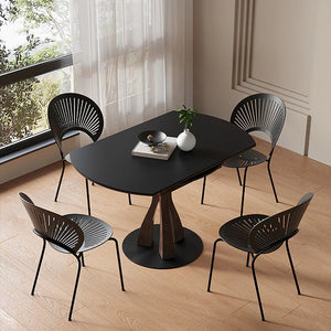 Caruso Round Extending Dining Table White Sintered Stone Top Solid Wood Base 4-6 Seater Modern Space Saving Dining Table - Sleek Furniture