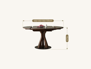 Caruso Round Folding Dining Table, Sintered Stone Top, Solid Wood Frame, Space Saving Foldable Dining Table, Modern Black Finish - Sleek Furniture