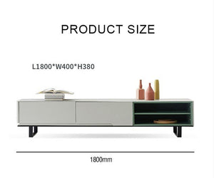 CASA Extendable TV Stand, White & Green Modern Media Unit with Storage, MDF & Metal Frame Entertainment Cabinet for Living Room - Sleek Furniture