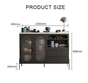 CASA Modern Black Sideboard Cabinet with Glass Doors & Metal Frame Storage Unit for Living Room, Dining Room & Hallway - Sleek Furniture
