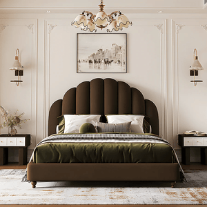 Cassian Flannelette Upholstered Small Double & King Size Bed Frame with Modern Headboard, Black - Sleek Furniture