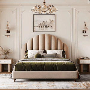 Cassian Flannelette Upholstered Small Double & King Size Bed Frame with Modern Headboard, Black - Sleek Furniture