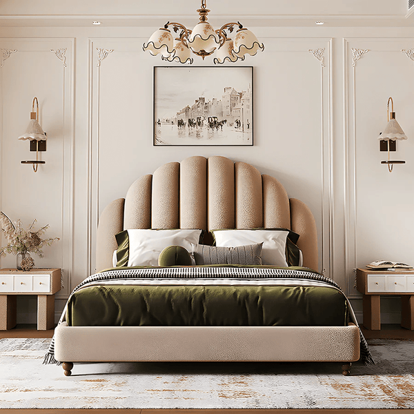 Cassian Flannelette Upholstered Small Double & King Size Bed Frame with Modern Headboard, Black - Sleek Furniture