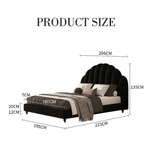 Cassian Flannelette Upholstered Small Double & King Size Bed Frame with Modern Headboard, Black - Sleek Furniture