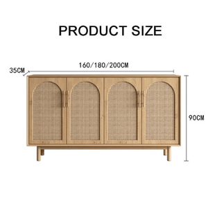 Celeste Rattan Sideboard Cabinet – Pine Wood Storage Unit with Natural Woven Doors, Modern Contemporary Living Room & Dining Room Sideboard - Sleek Furniture