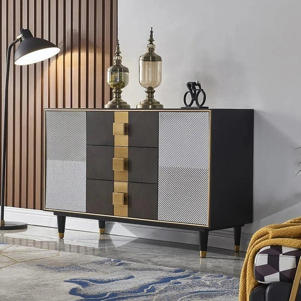 Chapin Sideboard Storage Cabinet with Metal Legs – Modern MDF Buffet Unit in Grey & Brown – Contemporary Living Room & Dining Room Storage Furniture - Sleek Furniture