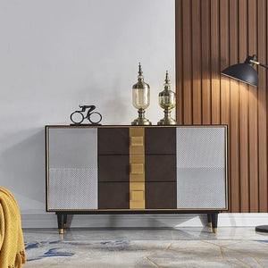 Chapin Sideboard Storage Cabinet with Metal Legs – Modern MDF Buffet Unit in Grey & Brown – Contemporary Living Room & Dining Room Storage Furniture - Sleek Furniture
