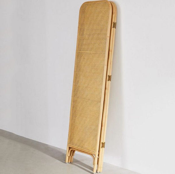 Charlesworth Rattan Folding Room Divider – Wooden Oak Privacy Screen, Contemporary Room Separator Panel, Modern Indoor Folding Screen for Living Room & Bedroom - Sleek Furniture