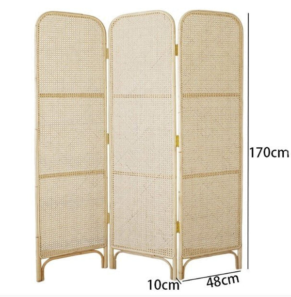 Charlesworth Rattan Folding Room Divider – Wooden Oak Privacy Screen, Contemporary Room Separator Panel, Modern Indoor Folding Screen for Living Room & Bedroom - Sleek Furniture