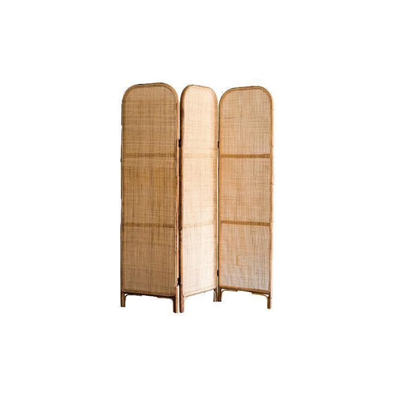 Charlesworth Rattan Folding Room Divider – Wooden Oak Privacy Screen Contemporary Room Separator Panel Modern Indoor Folding Screen Living Room & Bedroom