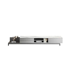 CHI Modern Round Nesting Coffee Table Set with TV Stand, Sintered Stone Top, Painted Steel Frame, MDF Storage Unit, Contemporary Living Room Furniture - Sleek Furniture