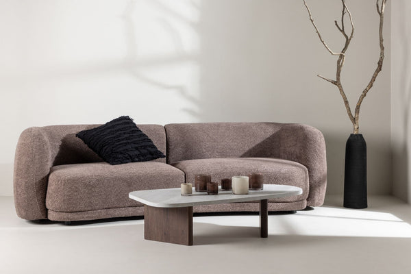 Cielo 3-Seater Sofa in Brown Bouclé | Modern Curved Sofa with Cozy and Inviting Design