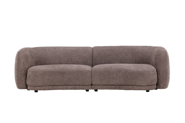Cielo 3-Seater Sofa in Brown Bouclé | Modern Curved Sofa with Cozy and Inviting Design