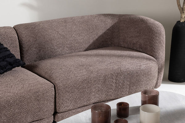 Cielo 3-Seater Sofa in Brown Bouclé | Modern Curved Sofa with Cozy and Inviting Design