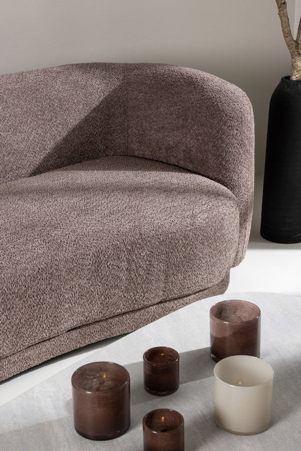 Cielo 3-Seater Sofa in Brown Bouclé | Modern Curved Sofa with Cozy and Inviting Design