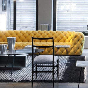 ClassicCharm Velvet Four Seater Sofa – Spacious Modern Contemporary Upholstered Couch with Durable Frame, Comfortable Living Room Seating in Green, Yellow or White - Sleek Furniture