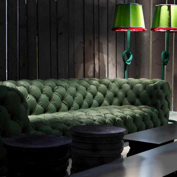 ClassicCharm Velvet Four Seater Sofa – Spacious Modern Contemporary Upholstered Couch with Durable Frame, Comfortable Living Room Seating in Green, Yellow or White - Sleek Furniture