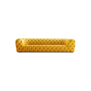 ClassicCharm Velvet Four Seater Sofa – Spacious Modern Contemporary Upholstered Couch with Durable Frame, Comfortable Living Room Seating in Green, Yellow or White - Sleek Furniture
