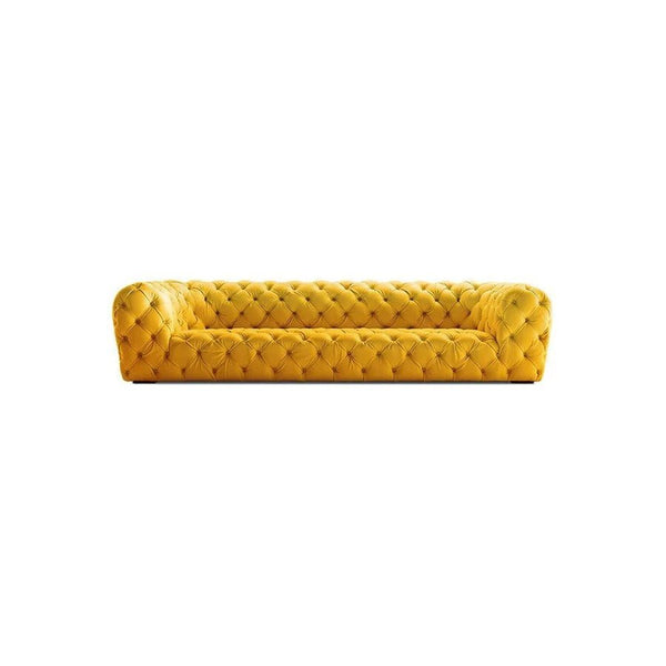 ClassicCharm Velvet Four Seater Sofa – Spacious Modern Contemporary Upholstered Couch with Durable Frame, Comfortable Living Room Seating in Green, Yellow or White - Sleek Furniture