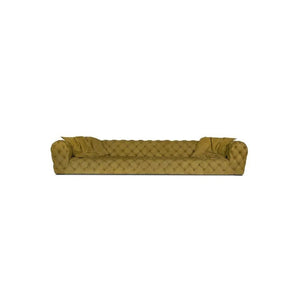 ClassicCharm Velvet Four Seater Sofa – Spacious Modern Contemporary Upholstered Couch with Durable Frame, Comfortable Living Room Seating in Green, Yellow or White - Sleek Furniture