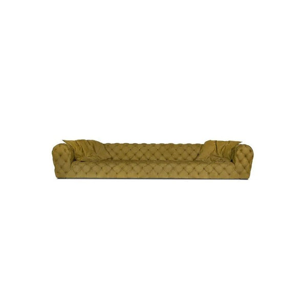 ClassicCharm Velvet Four Seater Sofa – Spacious Modern Contemporary Upholstered Couch with Durable Frame, Comfortable Living Room Seating in Green, Yellow or White - Sleek Furniture