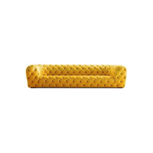 ClassicCharm Velvet Three Seater Sofa – Modern Contemporary Upholstered Couch with Sturdy Legs, Comfortable Living Room Seating in Green, Yellow or White - Sleek Furniture