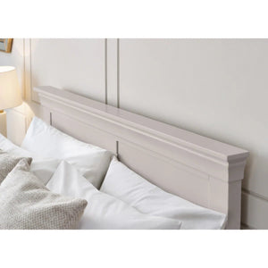 Clermont 135cm Double Bed Frame in Light Grey – French Inspired Design with Solid Pine Slats - Sleek Furniture