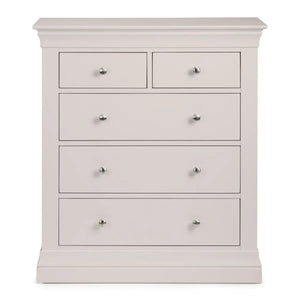Clermont Light Grey 3+2 Drawer Chest – French Style Wooden Bedroom Storage Cabinet - Sleek Furniture
