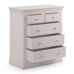 Clermont Light Grey 3+2 Drawer Chest – French Style Wooden Bedroom Storage Cabinet - Sleek Furniture