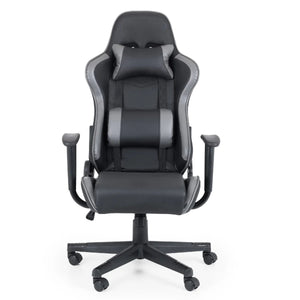 Comet Ergonomic Gaming Chair with Adjustable Height, Lumbar & Neck Support, Reclining Tilt Function & 360° Swivel Base – Black & Grey Faux Leather - Sleek Furniture