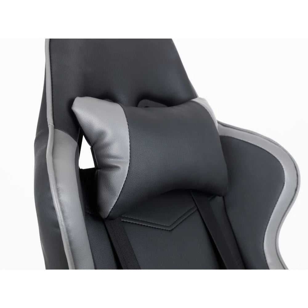 Comet Ergonomic Gaming Chair with Adjustable Height, Lumbar & Neck Support, Reclining Tilt Function & 360° Swivel Base – Black & Grey Faux Leather - Sleek Furniture