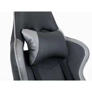 Comet Ergonomic Gaming Chair with Adjustable Height, Lumbar & Neck Support, Reclining Tilt Function & 360° Swivel Base – Black & Grey Faux Leather - Sleek Furniture