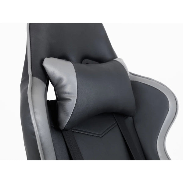 Comet Ergonomic Gaming Chair with Adjustable Height, Lumbar & Neck Support, Reclining Tilt Function & 360° Swivel Base – Black & Grey Faux Leather - Sleek Furniture