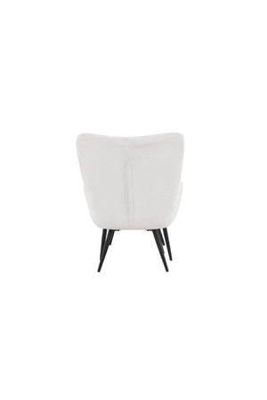 Como Armchair with Footstool, White Boucle | Modern Accent Chair with Black Metal Legs
