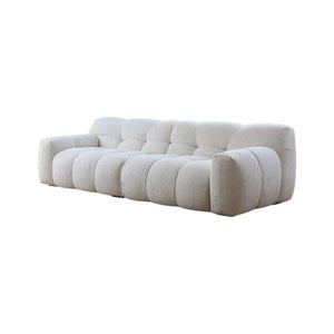 Cora Cloud Three Seater Boucle Sofa – Modern Upholstered 3 Seater Couch with Soft Textured Fabric for Contemporary Living Rooms, White or Grey - Sleek Furniture