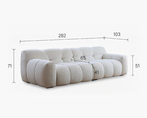 Cora Cloud Three Seater Boucle Sofa – Modern Upholstered 3 Seater Couch with Soft Textured Fabric for Contemporary Living Rooms, White or Grey - Sleek Furniture