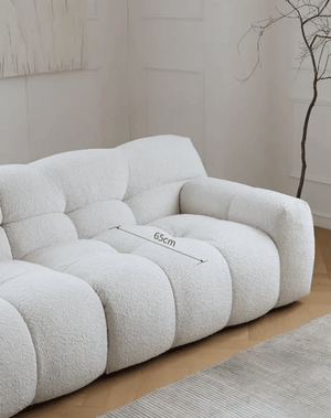 Cora Cloud Three Seater Boucle Sofa – Modern Upholstered 3 Seater Couch with Soft Textured Fabric for Contemporary Living Rooms, White or Grey - Sleek Furniture