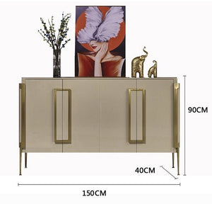Coraline Modern Sideboard Storage Cabinet, Khaki Metal Frame MDF Storage Unit with Painted Steel Finish – Contemporary Living Room & Dining Room Sideboard - Sleek Furniture