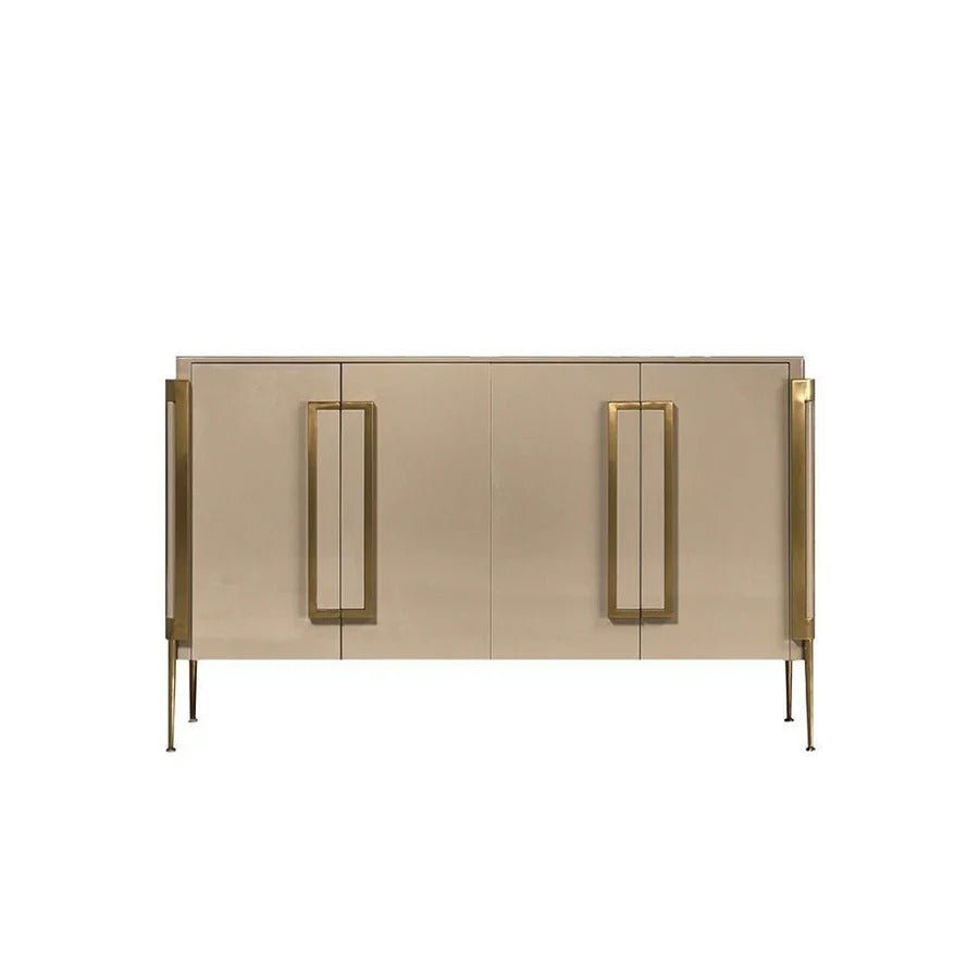Coraline Modern Sideboard Storage Cabinet, Khaki Metal Frame MDF Storage Unit with Painted Steel Finish – Contemporary Living Room & Dining Room Sideboard - Sleek Furniture