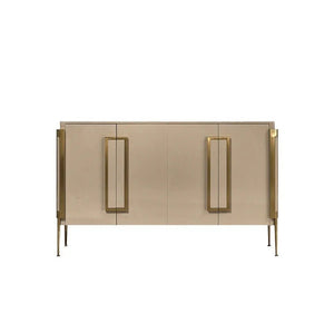 Coraline Modern Sideboard Storage Cabinet, Khaki Metal Frame MDF Storage Unit with Painted Steel Finish – Contemporary Living Room & Dining Room Sideboard - Sleek Furniture