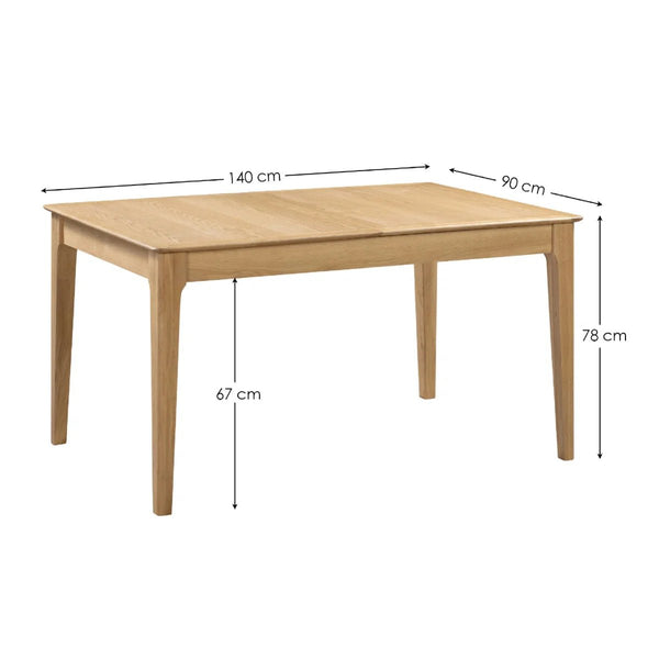 Cotswold Solid Oak Extending Dining Table 140–180cm – Natural Oak 6 Seater - Sleek Furniture